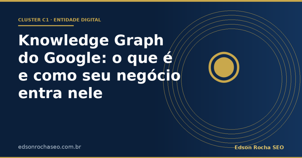 Diagrama do Knowledge Graph do Google conectando entidade de negócio local a buscas e respostas de IA